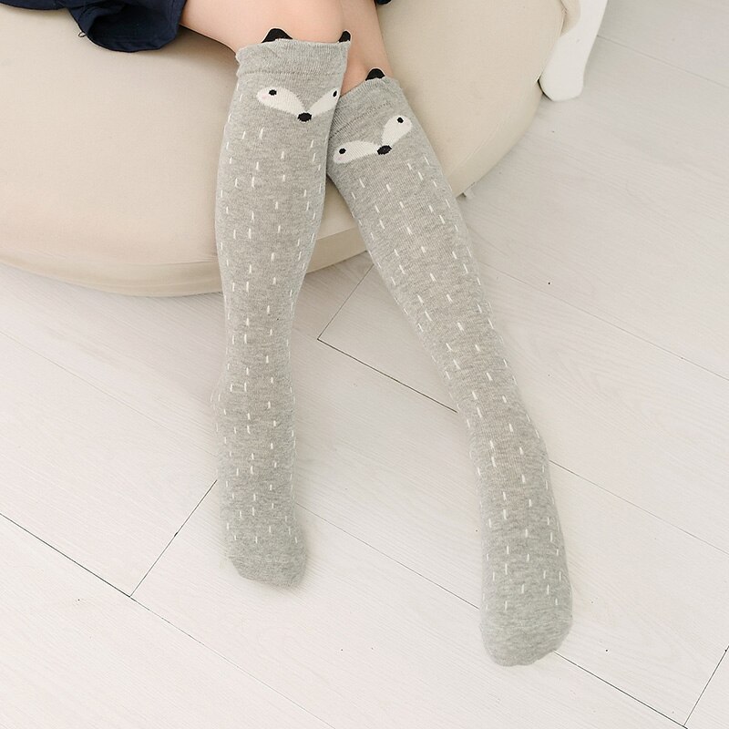 Chaussettes hautes pour bébés filles, longues, en coton, douces, en tricot de dessin animé, pour enfants de 3 à 12 ans: 02-09