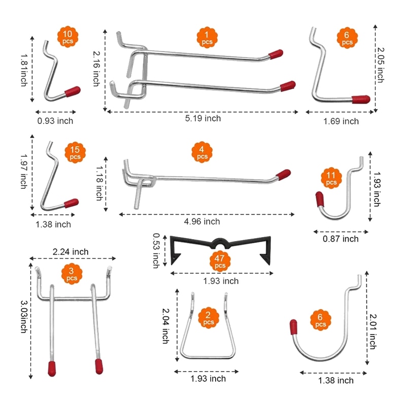 120Pcs Pegboard Accessoires Organizer Kit ,Pegboard Haken Assortiment, Pegboard Bins, Metalen Haken Voor Opknoping Opslag
