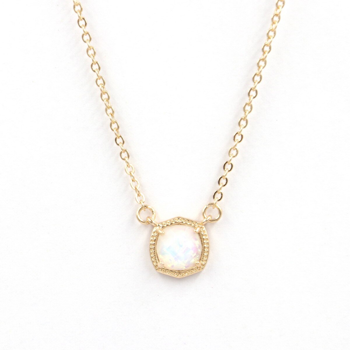 Simple 5 Colors Geometric Candy AB Crystal Hexagon Pendant Necklace For Women