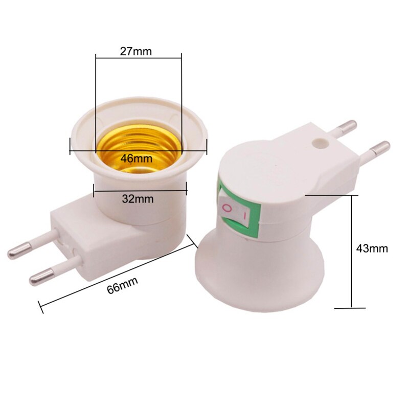 Eu  e27 pistoke on/off kytkimellä led hehkulamppu lampun pidike  e27 to pistoke adapteri abs materiaali palonkestävä