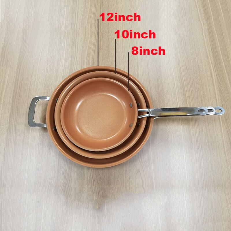Kjøkken non-stick kobber stekepanne keramisk induksjon komfyr panne non-stick stekepanne kobber gryte