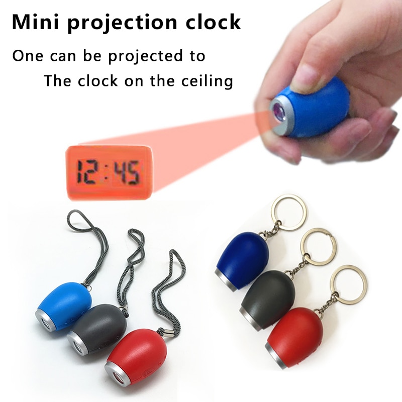 Mini Digital Projection Clock Portable LED Wall Ceiling Time Projection Watch Magic Night Light Electronic Clock Key Chain Decor