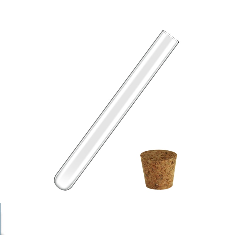 Tubes à essai en verre Boro 150, 50 pièces, 15x3.3mm, avec liège