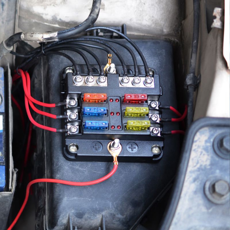 Fuse Box With Indicator LED Light & Protection Cover Circuit Block Panel 6 Way