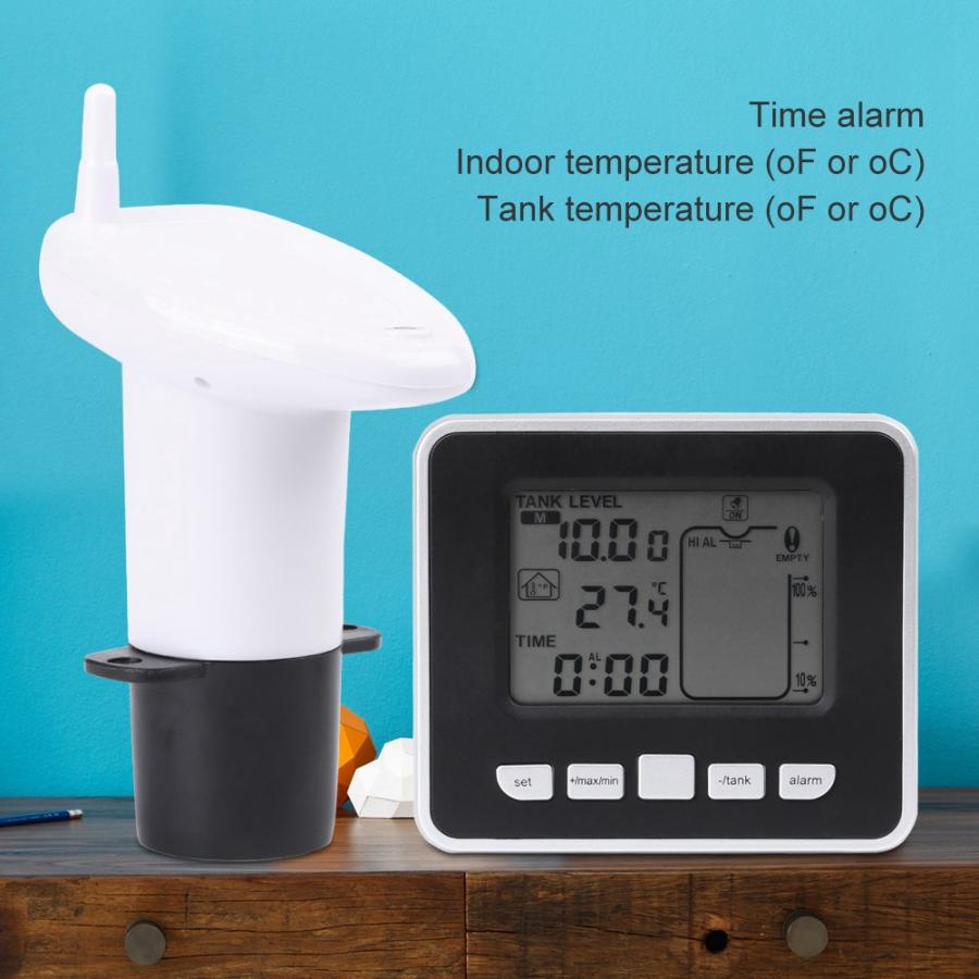 Ultrasonic Water Tank Liquid Depth Level Meter Sensor with Temperature Display