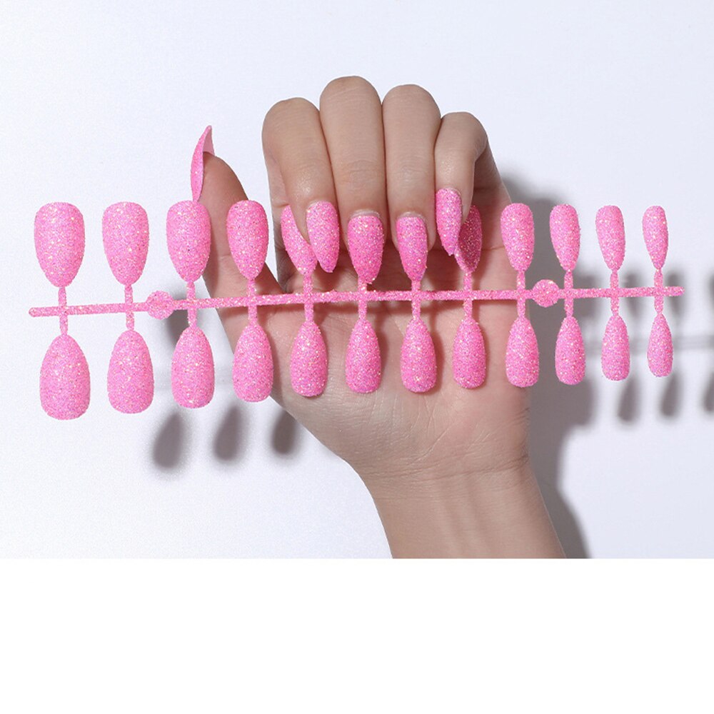 Faux ongles ballerine détachables, accessoire de manucure, 24 pièces, à paillettes de couleur bonbon, à porter, couverture complète: 12-Just 24PCS Nails