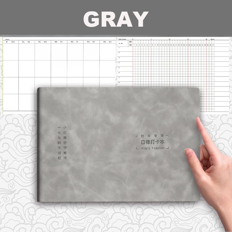 Notebook B5 Thickened Large Task Plan Grid Diary Cuaderno Notebook Dot Matrix Notebook Diary Grid Book: gray