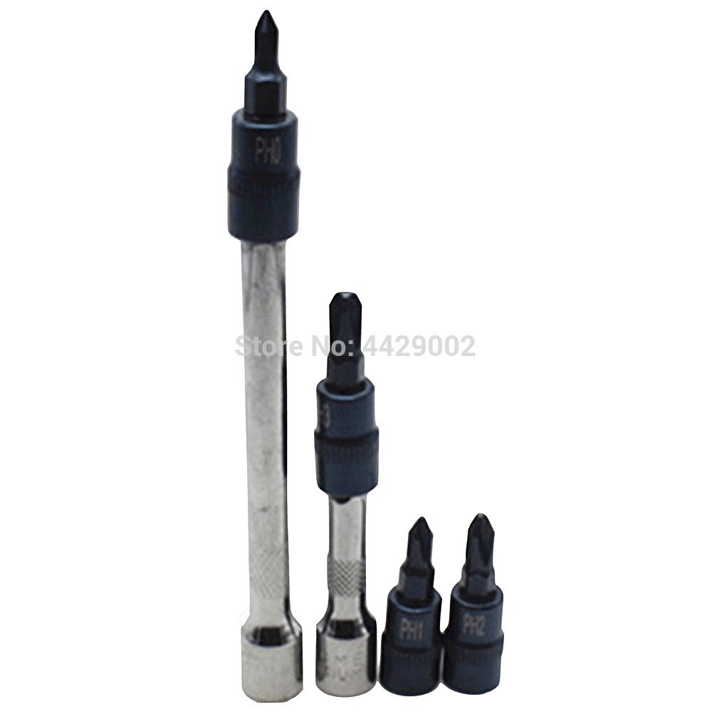 4pcs Tamper Proof Phillips Bits Screwdriver Bit Socket Set PH0 PH1 PH2 PH3 + 2pcs 2" (50mm) 4" (100mm) Socket Extension Bar Set