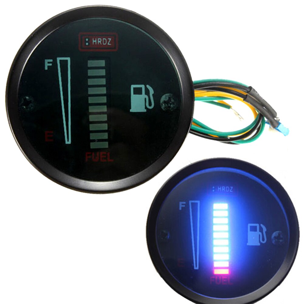 52MM 12V DC Automobile Motorcycle Modified Fuel Meter LED Display Fuel Level Gauge Automobile Motorcycle Universal Boat Truck RV