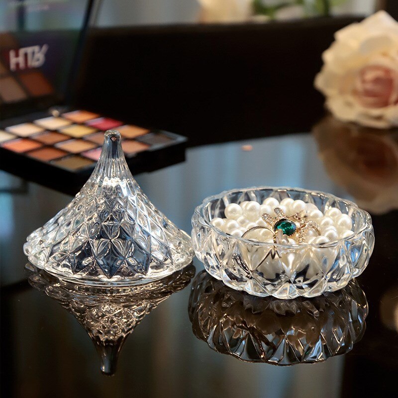 Crystal Glass Candy Box Water Candy Jar Diamond Candy Jar Jewelry Storage Box Glass Trinket Jar