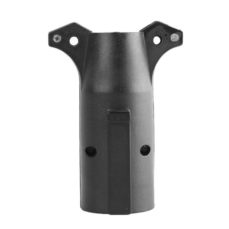 7 Way RV Blade to 6 Way Round Trailer Wiring Plug Adapter Light Connector Black Rubber Metal Material 72*62*55mm Accessories