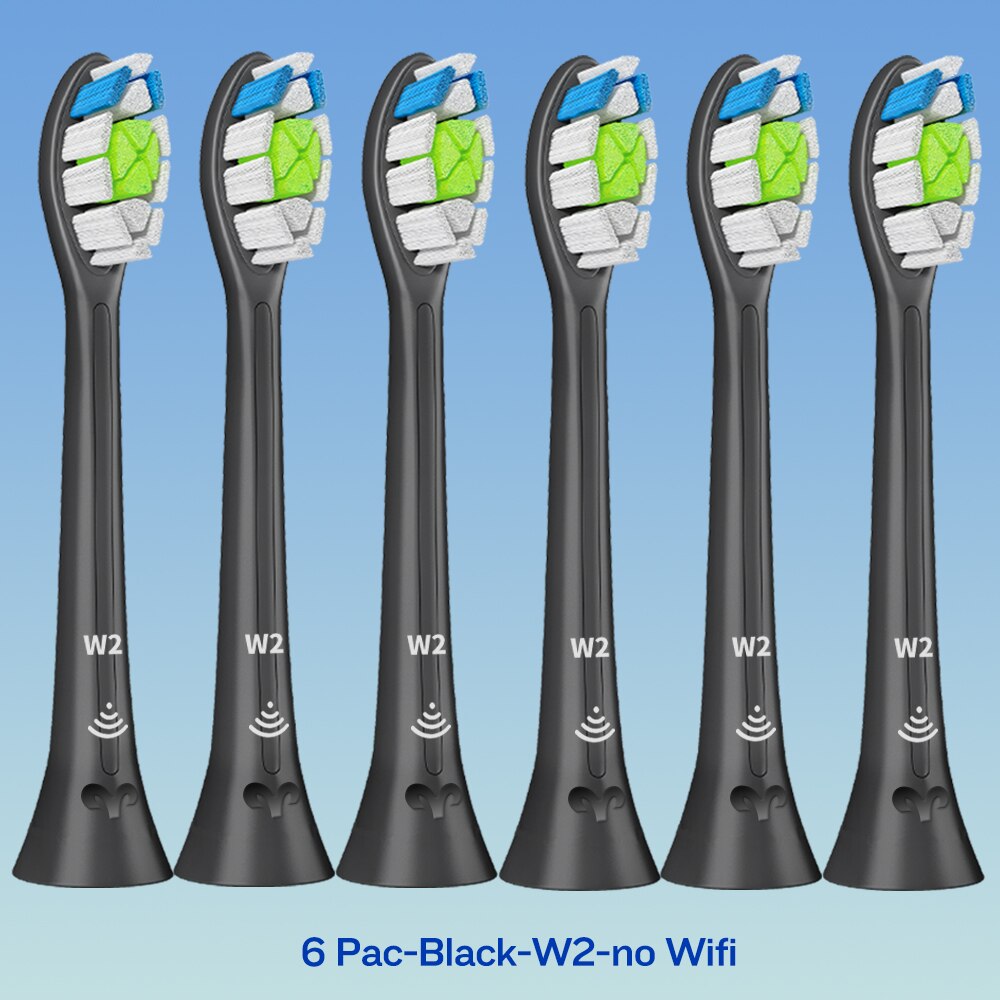 W2 DiamondClean Toothbrush Heads for Phillips Sonicare Electric Toothbrush HX9023 HX6024 HX3220 HX6250 HX6530 HX6730 HX8911: 6-BK-W2-no Wifi
