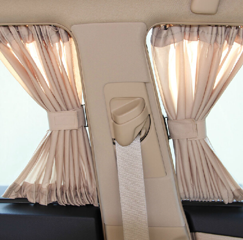 Aluminium Krimpbare Windowshade Gordijn Voor Auto Voor Achter Windows-Beige (Pack Van 2)