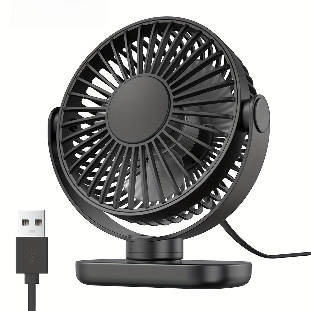 USB-bureauventilator Borstelloze motor Sterke luchtstroom Stijlvol Draagbare koelstructuur Miniventilator Geschikt voor slaapkamers en kantoren: Black