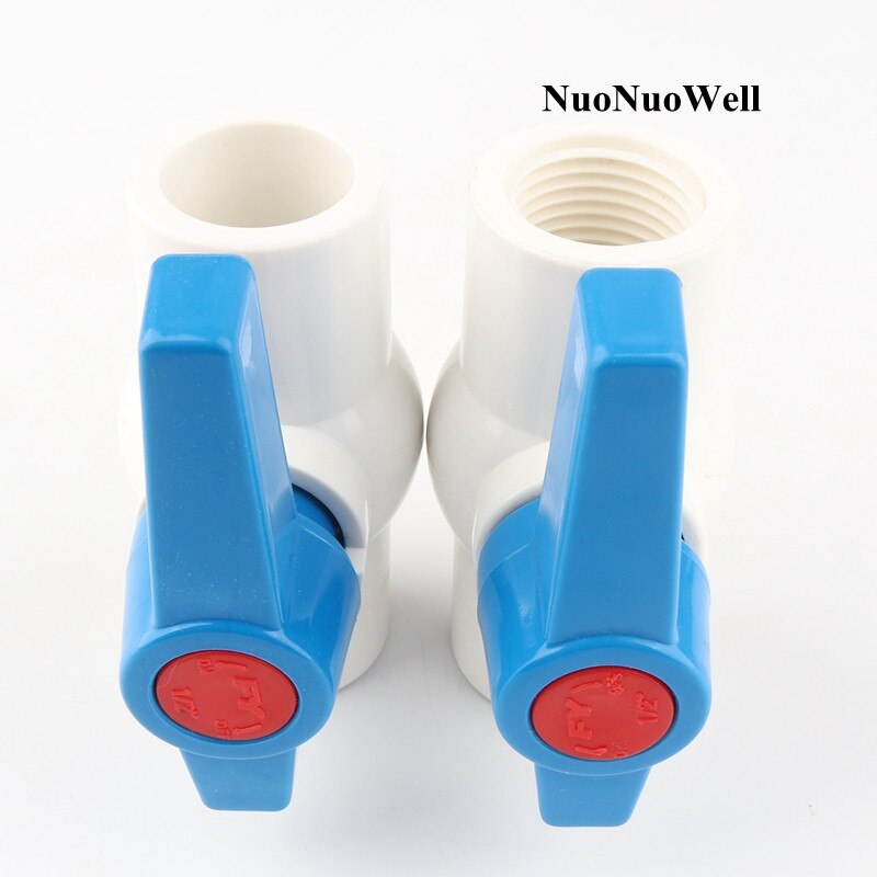 1pc 32mm PVC Ball Valve 1" Female Thread Globe Valve Garden Irrigation Water Pipe Connectors Aquarium Tank Adapter Blue Handle