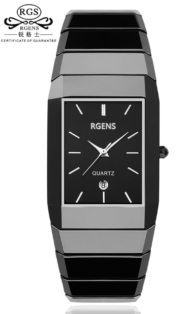 Geschäft herren frauen uhren 100% Keramik schwarz weiß quarz frau mann armbanduhren quadratische wasserdichte uhren Japanische bewegung: Männer Schwarz