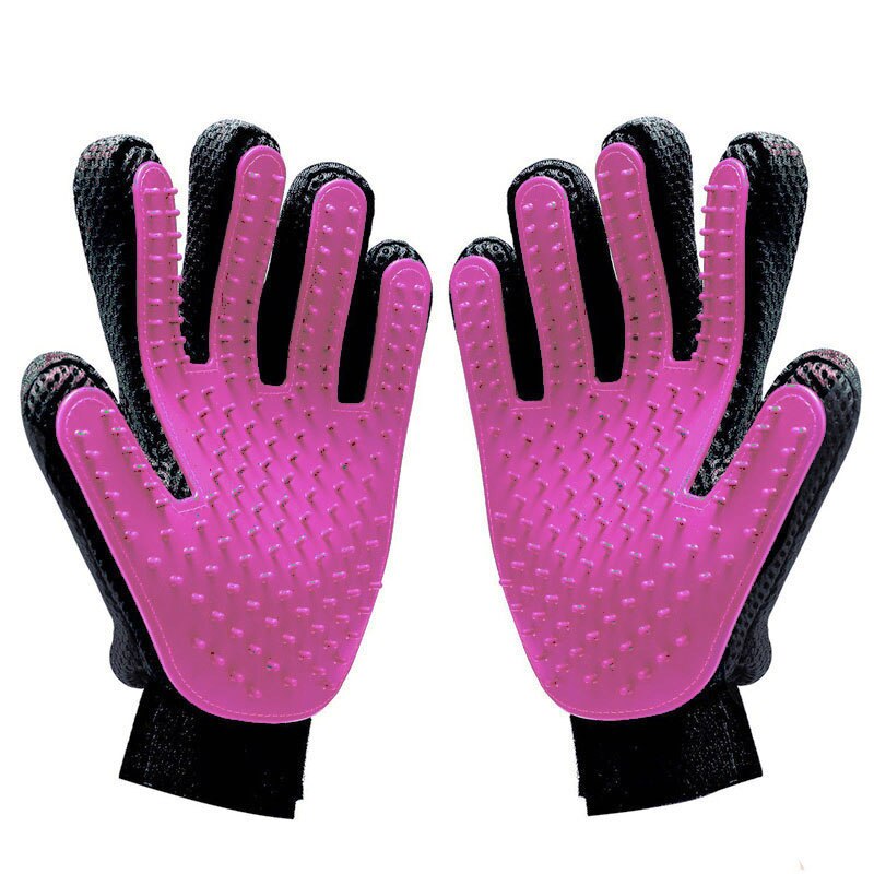 Pet Grooming Glove For Cats Brush Comb Cat Hackle Pet Deshedding Brush Glove For Animal Dog Pet Hair Gloves For Dog Grooming XW.: Left Hand / Pink