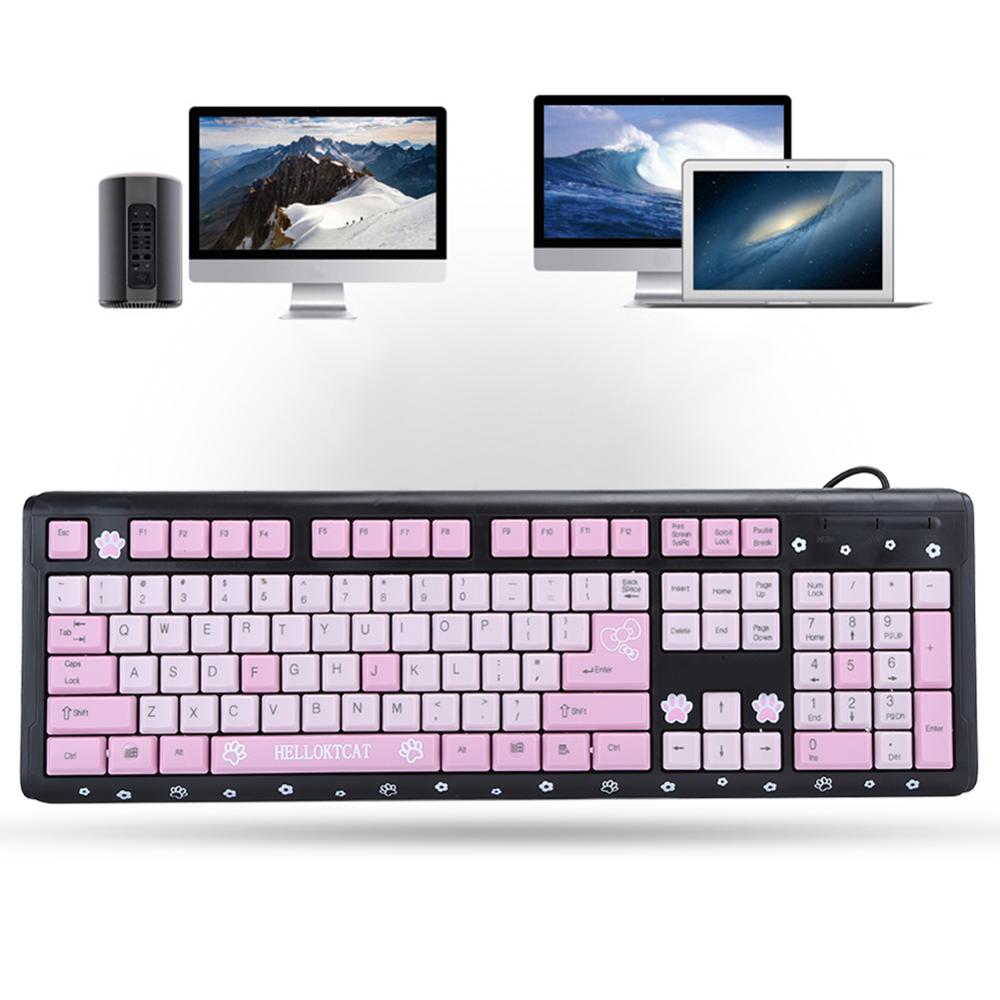 Teclado USB con cable ultrafino de dibujos animados para el hogar, oficina, ordenador portátil, Universal
