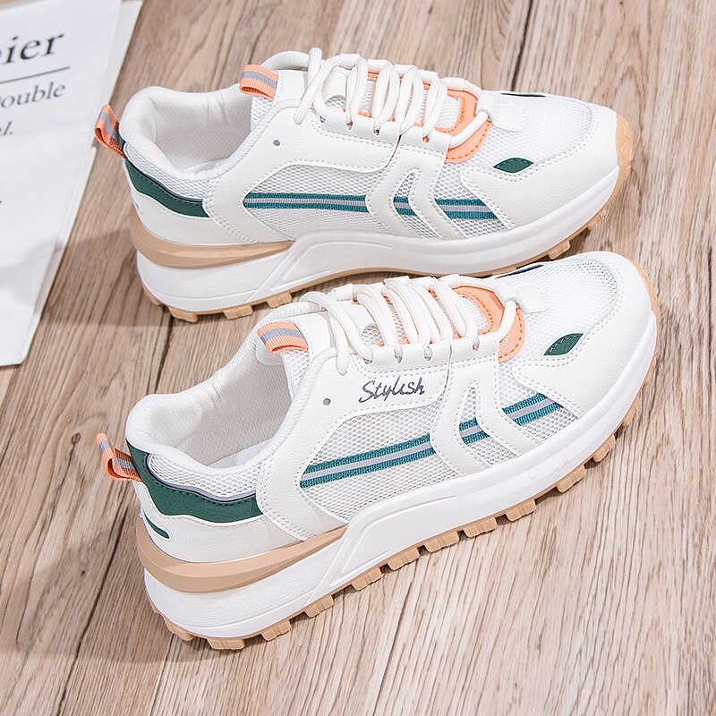 Zapatos de estilo de impresión para mujer, zapatillas femeninas informales de malla huecas, transpirables, para verano,