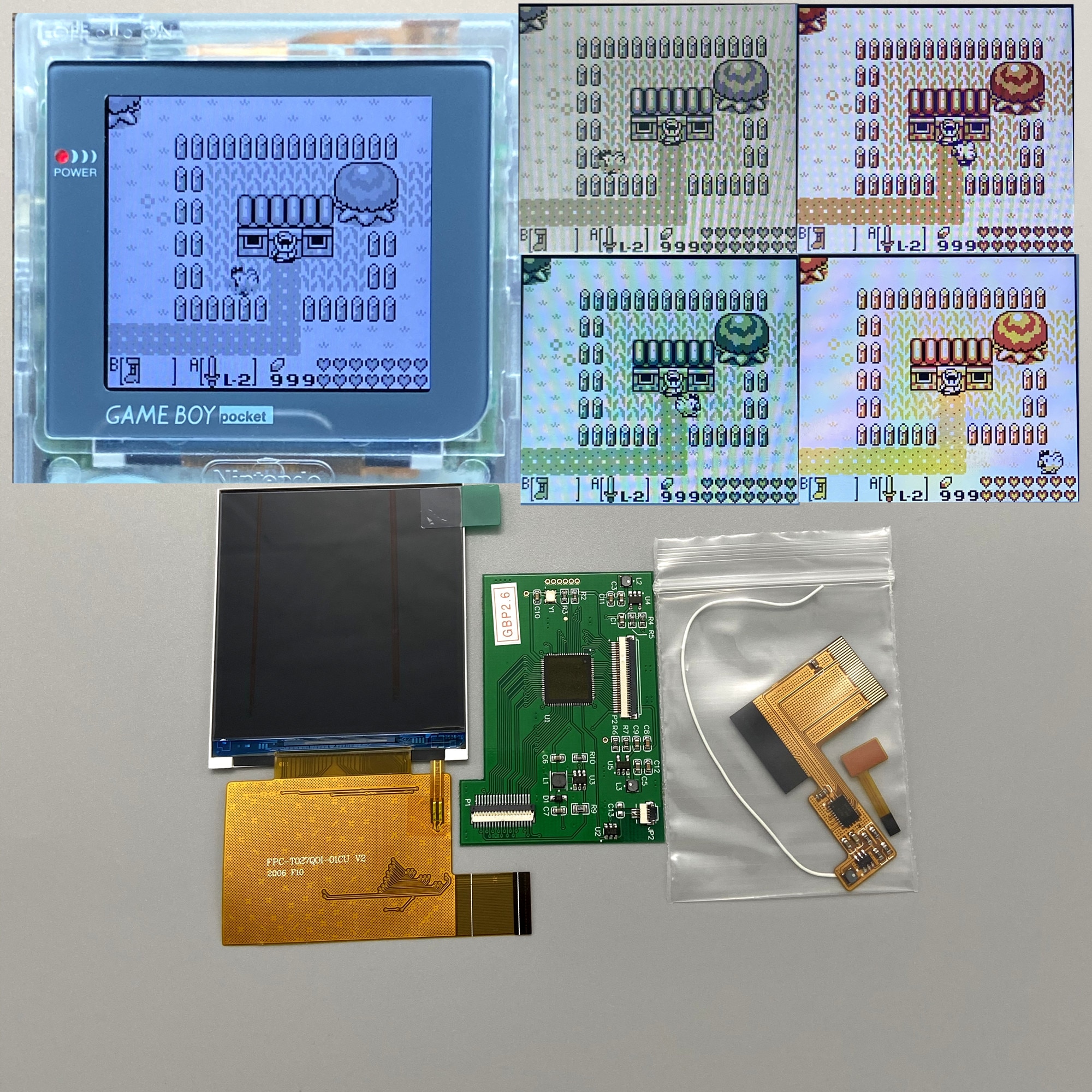Facile à installer 2.6 "taille d'origine IPS haute luminosité écran LCD est adapté pour Nintendo Gameboy poche GBP