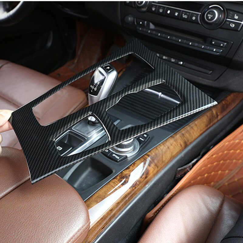 Consola Central Soporte para vasos cubierta de marco decorativo embellecedor para BMW X5 E70 accesorios interiores de Color de fibra de carbono