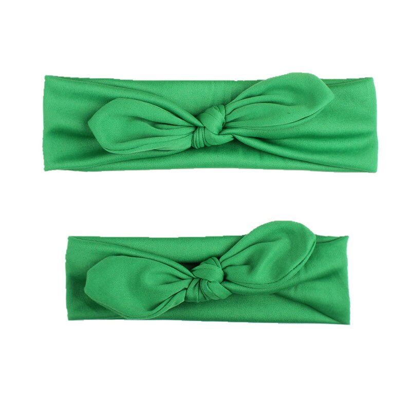 2 pz/set stile europeo puro colore Bowknot turbante vacanza neonato copricapo carino elastico Baby Girl Hairband: green