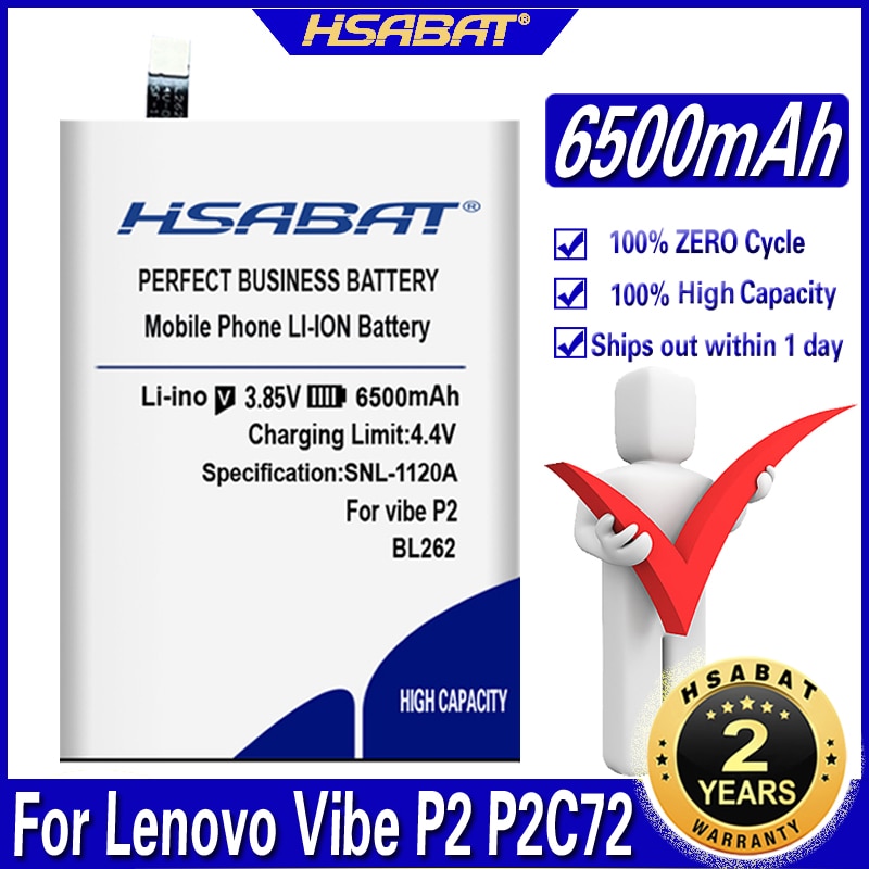 Hsabat 6500 Mah BL262 Batterij Voor Lenovo Vibe P2 P2C72 P2A42