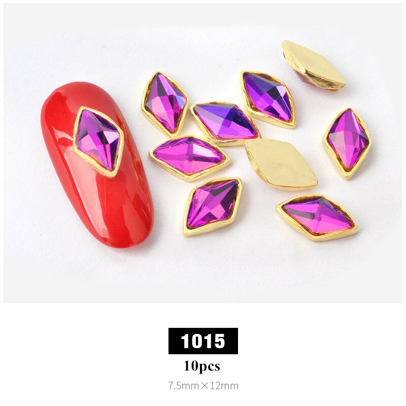 10 pièces breloque alliage Base 3D Nail Art strass décorations à dos plat brillant cristal bijoux diamants manucure accessoires: 1015