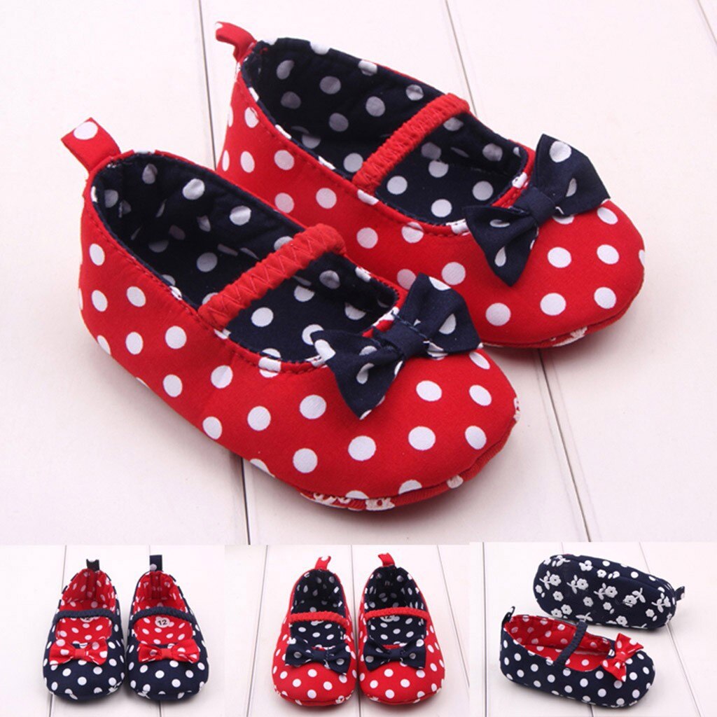 Pasgeboren Baby Meisjes Dot Strik Anti-Slip Babyschoenen Soft Sole Baby Girl Schoenen Для Новорожденных Stipboog meisje Schoenen