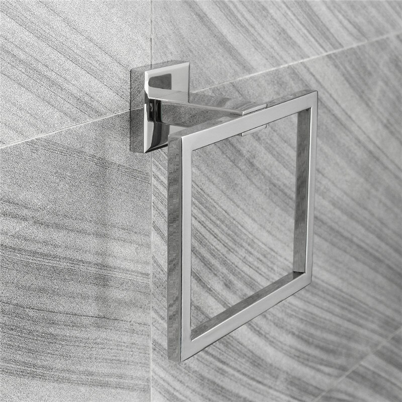 Xueqin rustfrit stål badeværelse firkantet håndklæde ring holder vægmonteret europæisk stil krom børstet håndklædeholder til håndklæde bøjle