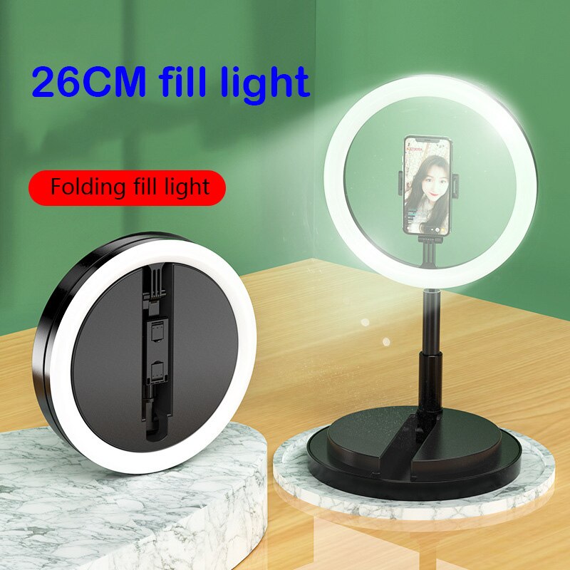 26CM Tragbare LED Dimmbare Ring Licht Universal Selfie Ring Klapp Schönheit Make-Up Füllen Licht Für Video Studio VK Live mit Stand