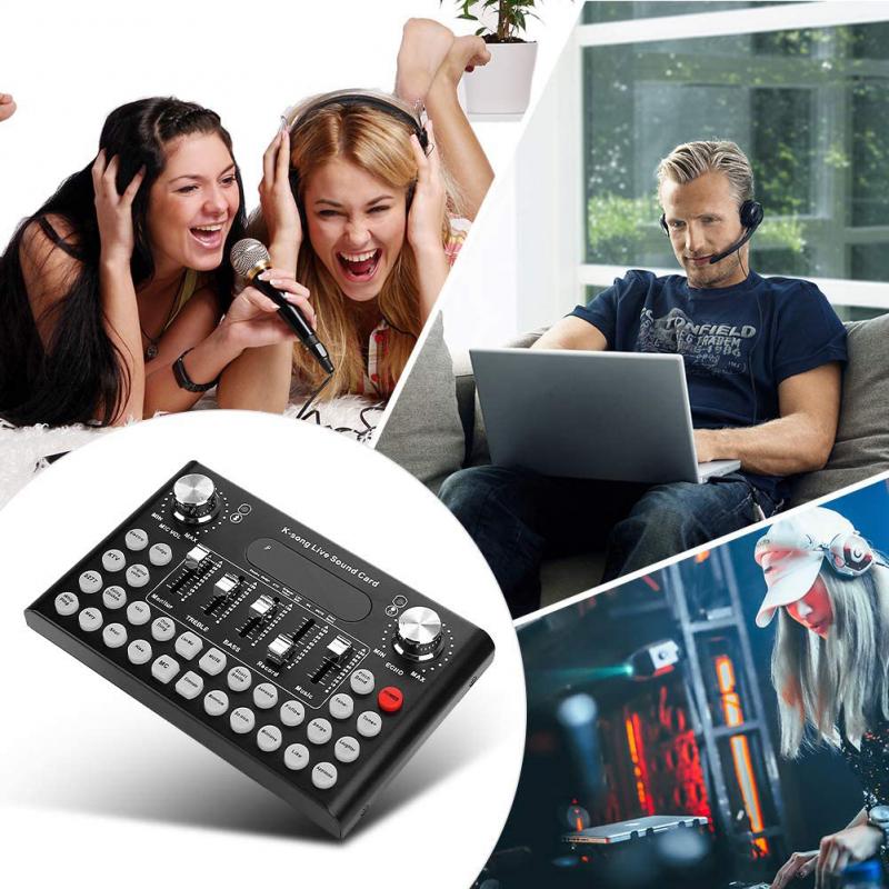 1Set F9 Electric Sound Card 18 Live Sound Effects Bluetooth Microphone Mixer Voice Changer For Mobile Computer Audio Sound Card