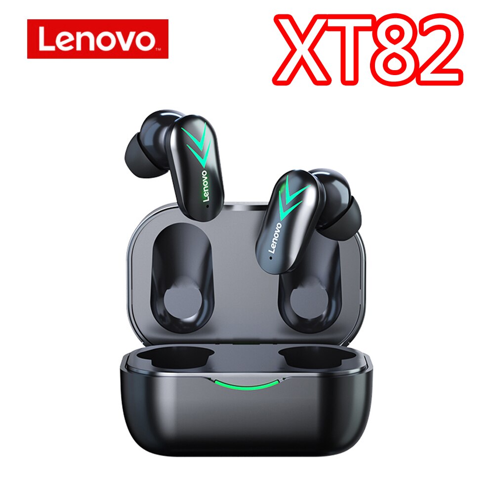 Lenovo LP40 XT82 XT92 XT96 Bluetooth 5.1 słuchawki bezprzewodowe słuchawki HiFi Stereo Bass sterowanie dotykowe zestaw słuchawkowy do gier z mikrofonem: XT82 Black