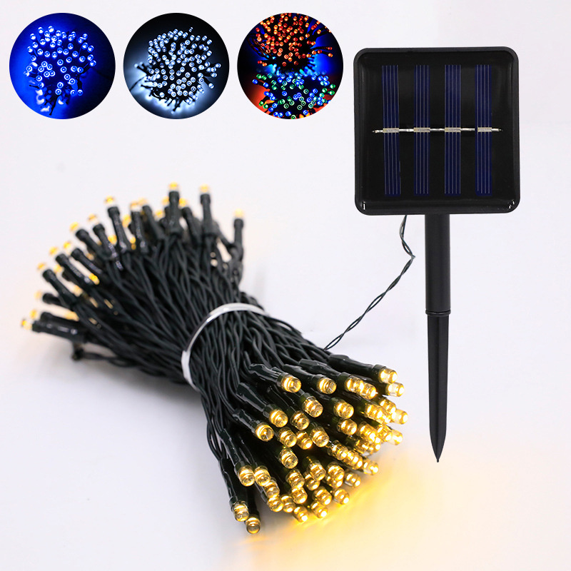 Guirnalda de luces LED solares, 8 modos de iluminación, tira de luces parpadeante impermeable para exteriores, para decoración de fiestas en el jardín, árboles y vacaciones