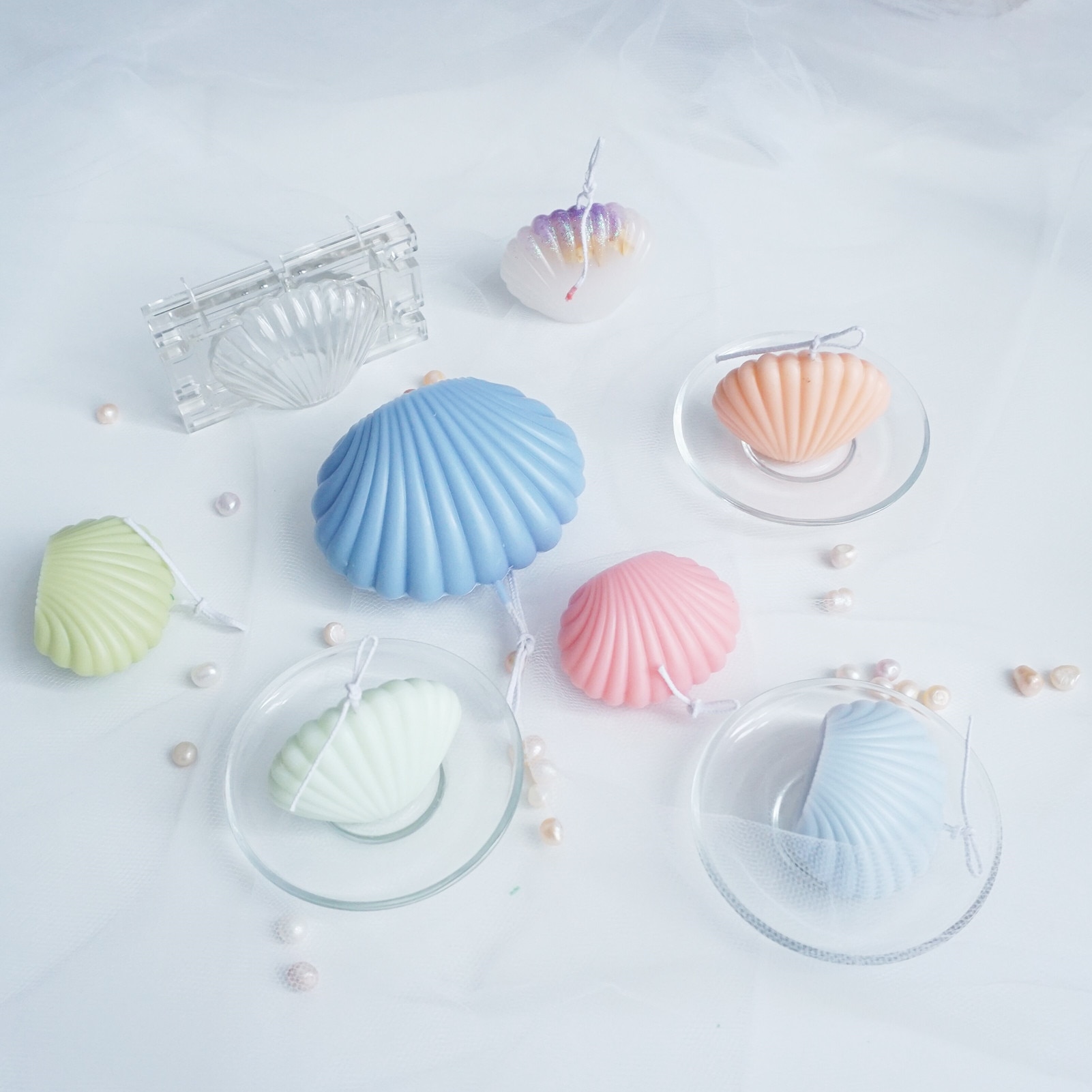 3D Sea Shell Vorm Siliconen Mal Kaars Diy Mold Kleine Shell Mould Voor Cake Gebak Bakken Decorating Gereedschap Kaars Diy mold