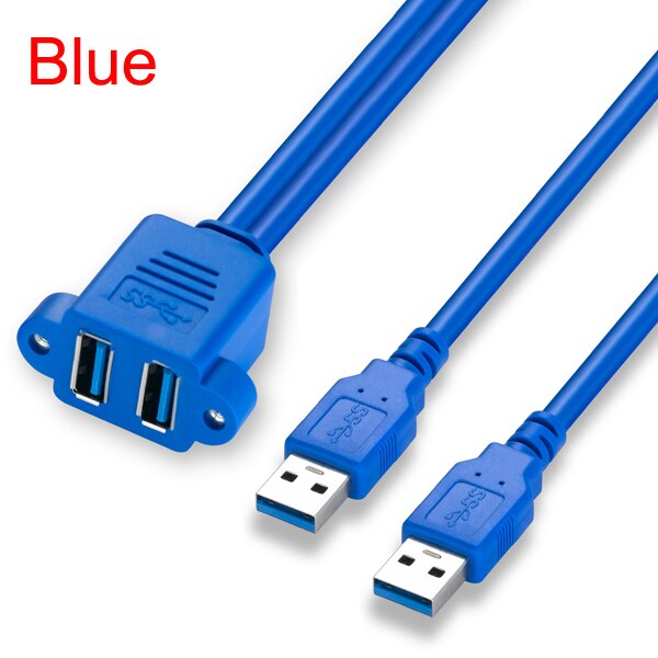 Cavo di prolunga USB 3.0 Bochara doppio USB 3.0 da maschio a femmina intrecciato schermato con montaggio a pannello a vite 50cm: blu