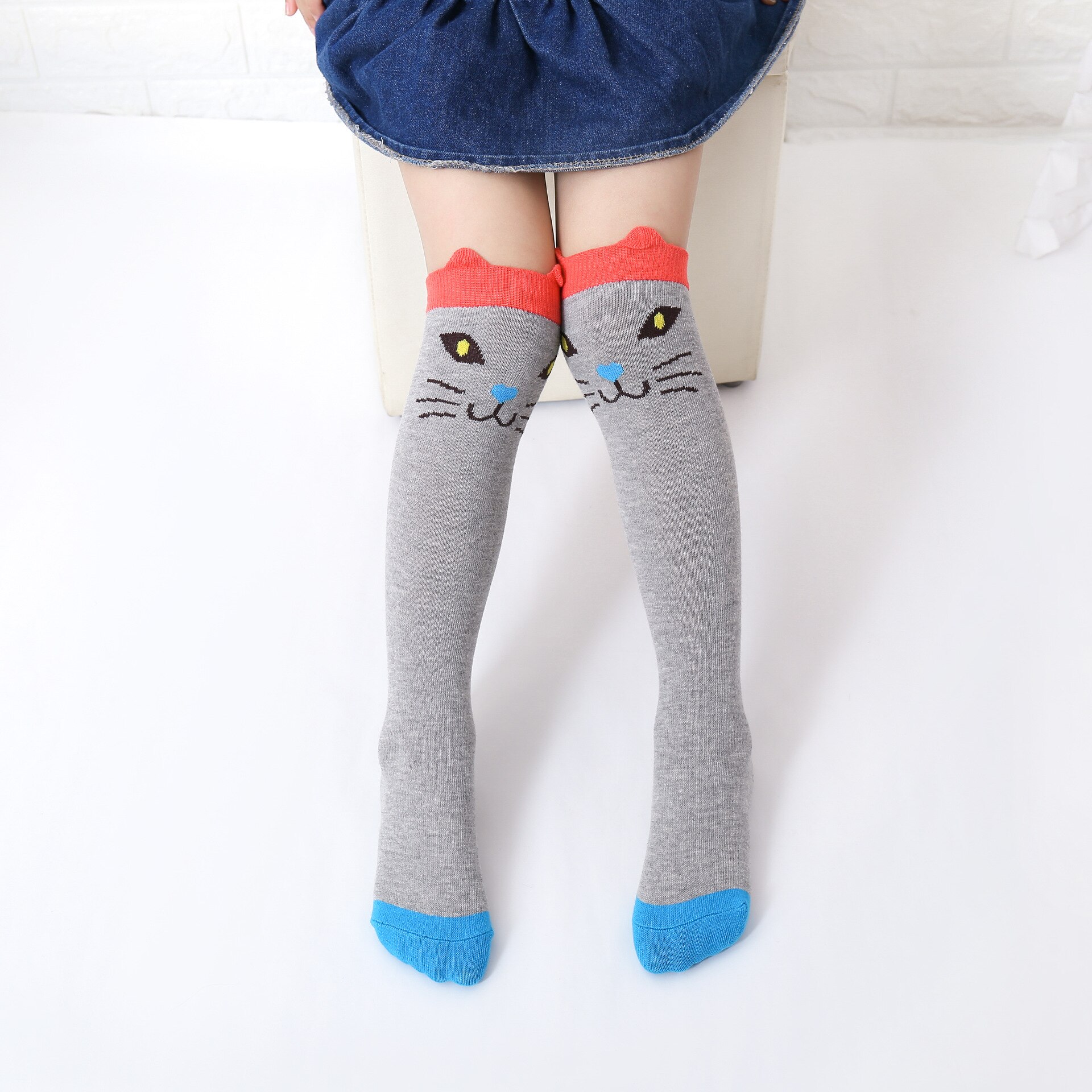 Mallas largas con dibujos de animales para bebé, medias con orejas 3D, calentador, 3-12T: Red Ears Cat