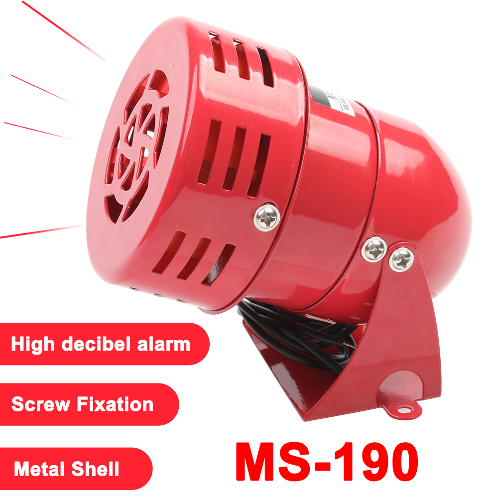 12v dc 24v dc 220v ac 110v ac rød mini metallmotor sirene industriell alarm lyd elektrisk verne mot tyveri ms -190