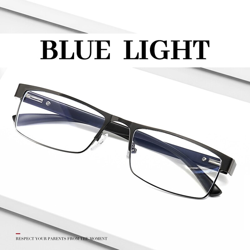 Computer Reading Glasses Blue Light Blocking Anti Eyestrain Metal Full Rim Readers for Women Men +100 +150 +200 +300 +400 Streng