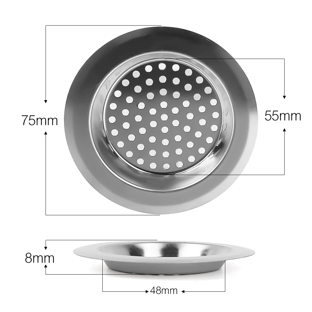 Gootsteenfilter Roestvrijstalen gaas Gootsteen Rioolzeef met deksel Vloerafvoeren Catcher Afvalafvoergatfilter voor keukenaccessoire: chroom