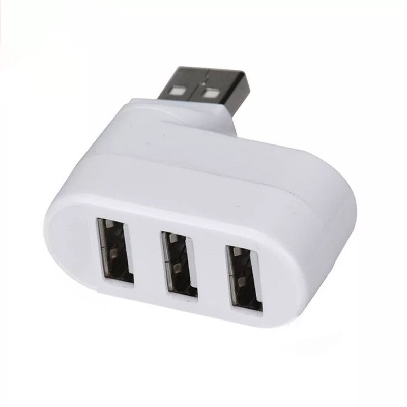 3-Port USB 2.0 HUB Rotate Splitter Extension Dock USB Hub for PC Notebook PUO88: White