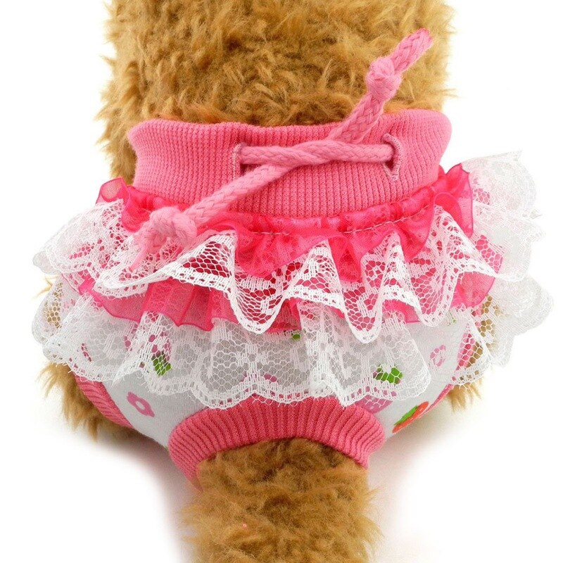 Cute Dogs Sanitary Physiological Pants Chiffon Washable Pet Underpants Shorts Underwear Lace Side Physiological Pants N06