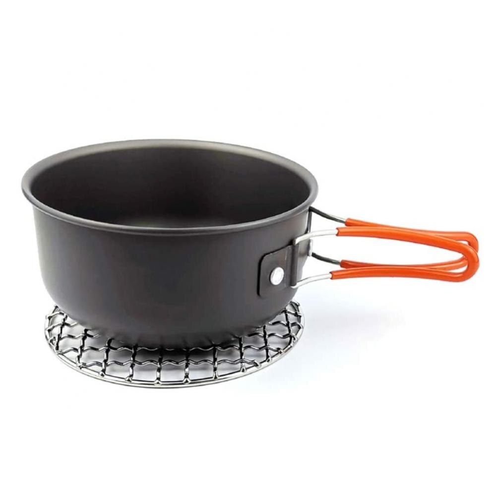 Sartén redonda de acero inoxidable para barbacoa, parrilla de malla asada antiadherente, 1 unidad