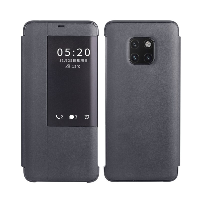 Huawei Mate 20 Pro Flip Case Cover Original Huawei Mate 20 case Smart Touch clear View Leather phone Case mate20 funda capa bag: Huawei mate20 pro / Black