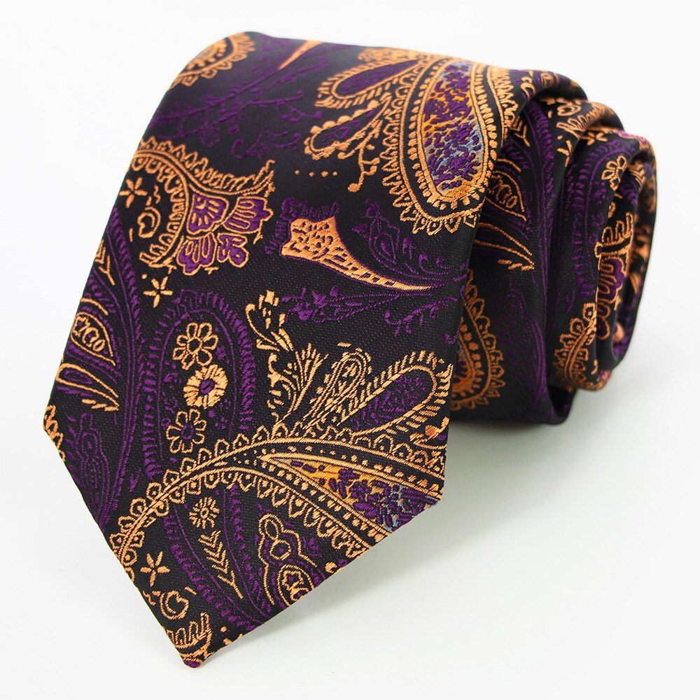KAMBERFT Silk Mens Ties 8cm Floral Paisley Jacquare Woven Ties For Men Cravata Business Wedding Accessories: 12