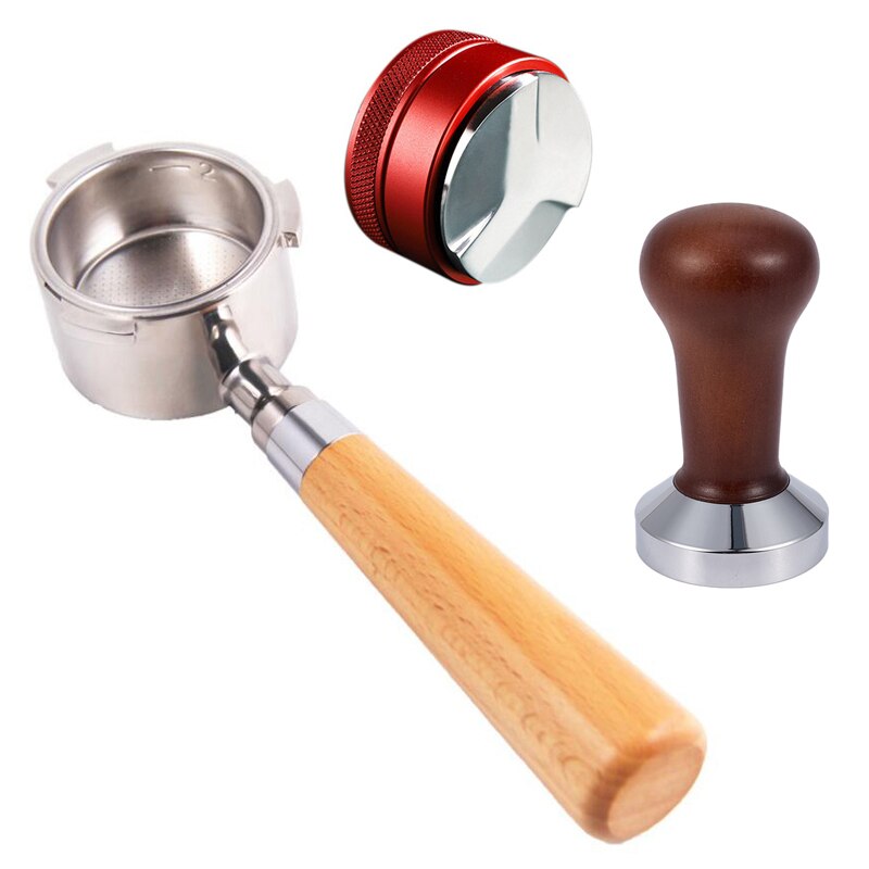 Cafetera Espresso Portafilter de 51MM para Delonghi EC680/EC685 con 2 uds 51MM Tamper de café: Wood red coffee 
