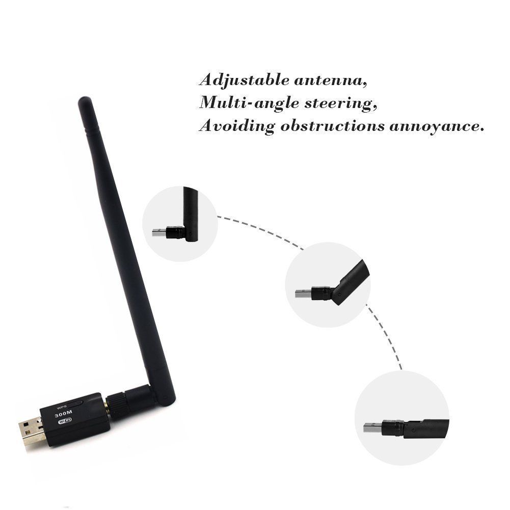 Eightwood 300Mbps WI-FI Wireless Internet Signal Booster Range Extender USB WIFI Adapter Antenna compatible with Bluetooth