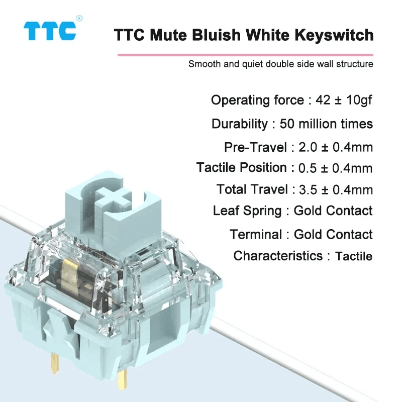 TTC Silent Switch Bluish White Frozen Mute Brown Red V3 Silence Mechanical Keyboard MX Switches RGB SMD Hot Swap Kit Mute Switch