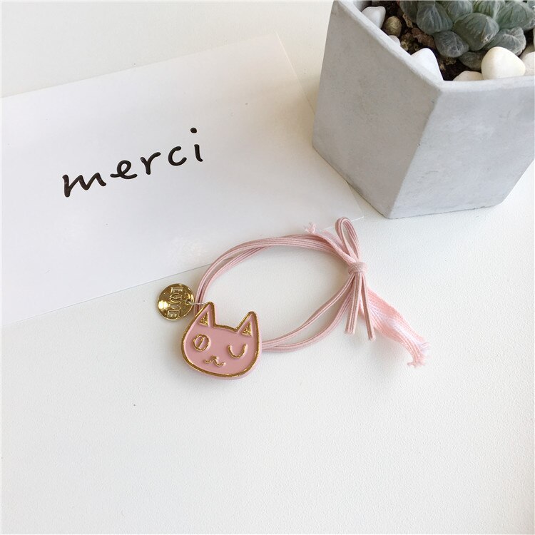 Mode Meisjes Cartoon Kat Haar Clip Zoete Hoofddeksels Haar Ornament Baby Haarspelden Haarspeldjes BB Clip Hoofdband Tiara Haaraccessoires: pink rope