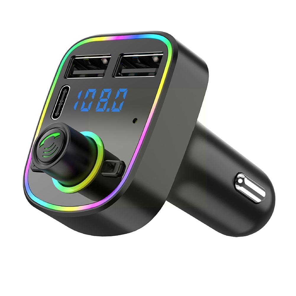 Auto Bluetooth Fm-zender PD Type-C Dual USB 3.1A Licht Snelle Ambient Charger Handsfree MP3 Kleurrijke Modulator Speler T2J0